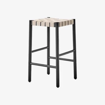 Nordic Nest &Tradition Betty TK7 barstool Black nature braided linen band seat