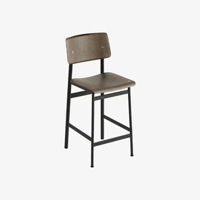 Nordic Nest Muuto Loft barstool Stained dark brown low black steel legs