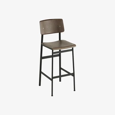Nordic Nest Muuto Loft barstool Stained dark brown high black steel legs