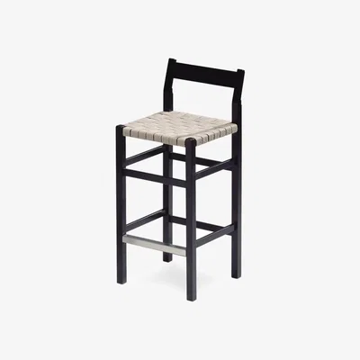 Nordic Nest Källemo Schablon barstool Saddle strap natural-black frame