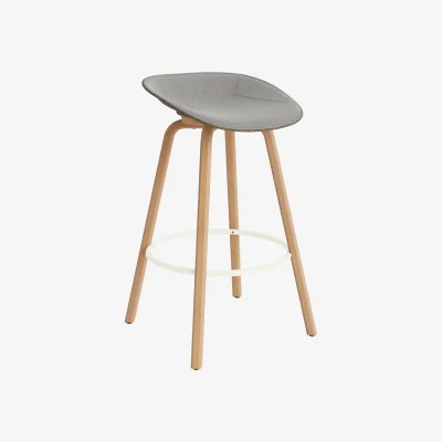 Nordic Nest Normann Copenhagen Mat Barstool 75 cm front upholstery Remix 133-seaweed-beech-cream steel