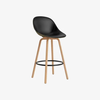 Nordic Nest Normann Copenhagen Mat Bar Chair bar stool front upholstered 75 cm Ultra 41599-seaweed-beech-black steel