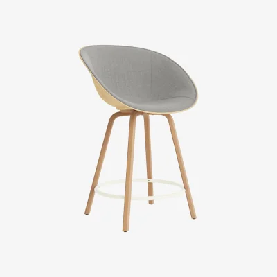 Nordic Nest Normann Copenhagen Mat Bar Armchair front-upholstered 65 cm Remix 133-hemp-beech-cream steel