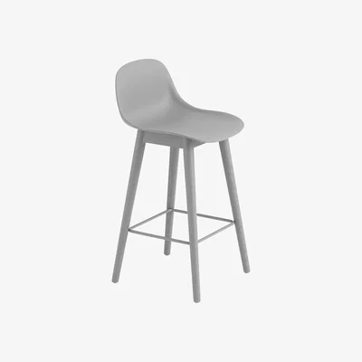 Nordic Nest Muuto Fiber barstool with backrest Grey grey legs low