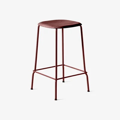 Nordic Nest HAY Soft Edge 30 Low bar stool Fall red fall red steel frame