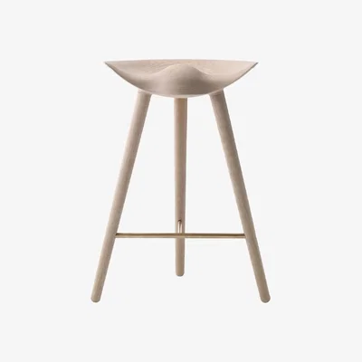 Nordic Nest Audo Copenhagen ML 42 Barstool Soap treated oak brass