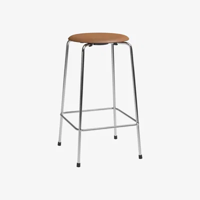 Nordic Nest Fritz Hansen High Dot counter stool 4 legs Essential walnut leather-chrome
