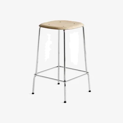 Nordic Nest HAY Soft Edge 30 Low bar stool Water-based lacquered oak-chrome