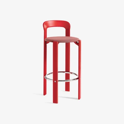 Nordic Nest HAY Rey bar stool upholstered 75 cm Steelcut trio 636 scarlet red