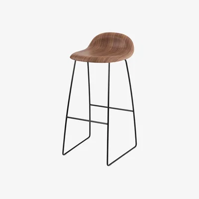 Nordic Nest Gubi Gubi 3D barstool high American walnut black steel sled base