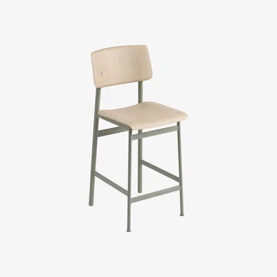 Nordic Nest Muuto Loft barstool Oak-low-dusty green steel legs