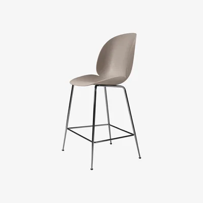 Nordic Nest Gubi Beetle barstool low New beige black chromed steel legs