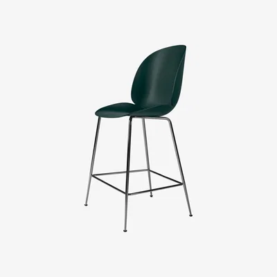 Nordic Nest Gubi Beetle barstool low Dark green black chromed steel legs