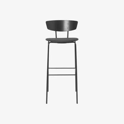 Nordic Nest ferm LIVING Herman barstool with textile seat high Black-Dark grey