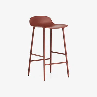 Nordic Nest Normann Copenhagen Form barstool low Red red-coated steel legs