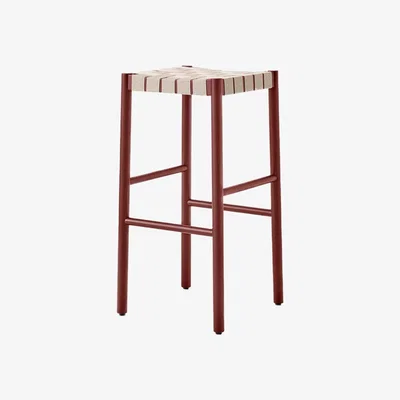 Nordic Nest &Tradition Betty TK8 barstool Maroon natural braided linen band seat