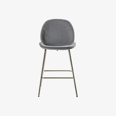 Olivia's Gallery Interiors Set of 2 Flanagan Velvet Bar Stools in Light Grey