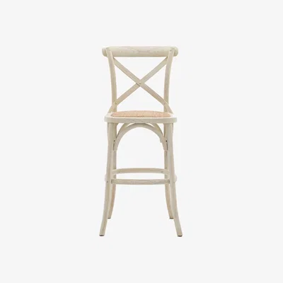 Olivia's Gallery Interiors Set of 2 Café Bar Stools in White & Rattan | Outlet