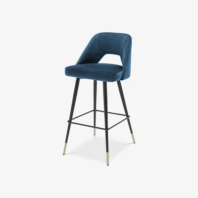 Olivia's Eichholtz Avoria Bar Stool in Roche Blue Velvet