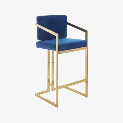 Olivia's Olivia's Bar Stool Anna Blue Gold Frame