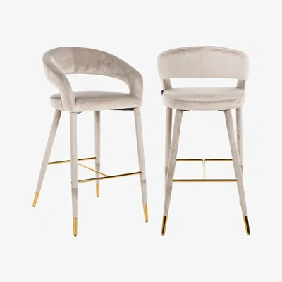 Olivia's Richmond Gia Bar Stool in Khaki Velvet