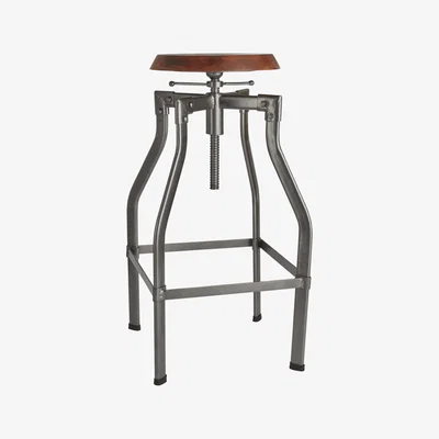 Olivia's Industville Turner Solid Wood & Metal Adjustable Bar Stool - 35 Inch