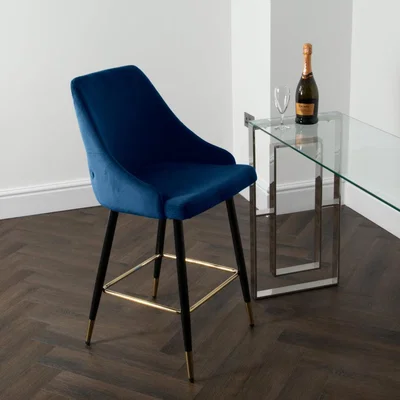 Olivia's Native Home Set of 2 Chesterfield Navy Blue Kitchen Bar Stool
