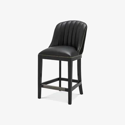 Olivia's Eichholtz Balmore Counter Stool in Black PU Seat Black Velvet Back