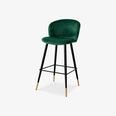 Olivia's Eichholtz Volante Bar Stool in Roche Dark Green Velvet
