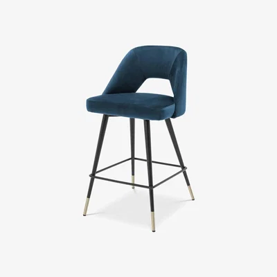 Olivia's Eichholtz Avorio Counter Stool in Roche Blue Velvet