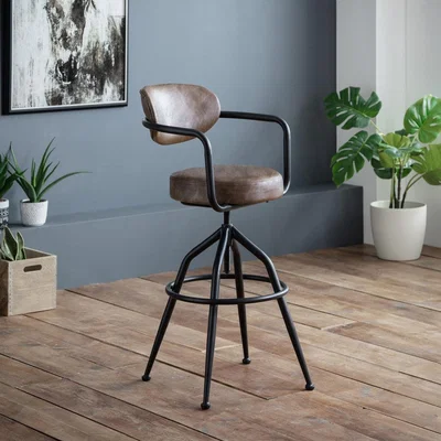 Olivia's Olivia's Barber Barstool in Faux Leather Brown