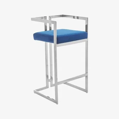 Olivia's Olivia's Anna Blue Bar Stool Silver Frame