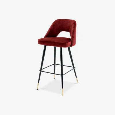 Olivia's Eichholtz Avoria Bar Stool in Roche Bordeaux Red Velvet