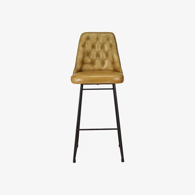 Olivia's Olivia's Camille Leather and Iron Bar Stool in Mustard