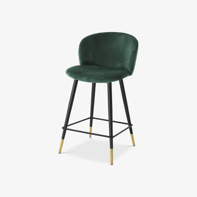 Olivia's Eichholtz Volante Counter Stool in Roche Dark Green Velvet