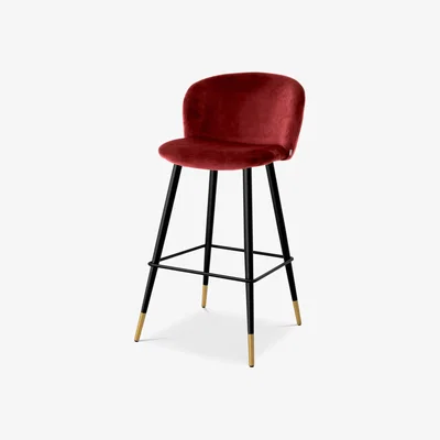 Olivia's Eichholtz Volante Bar Stool in Roche Bordeaux Velvet