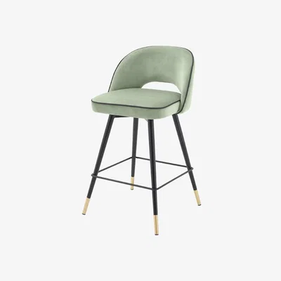Olivia's Eichholtz Cliff Counter Stool Savona Pistache Green Velvet