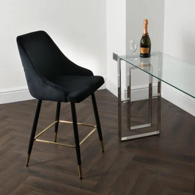Olivia's Native Home Set of 2 Chesterfield Black Kitchen Bar Stool