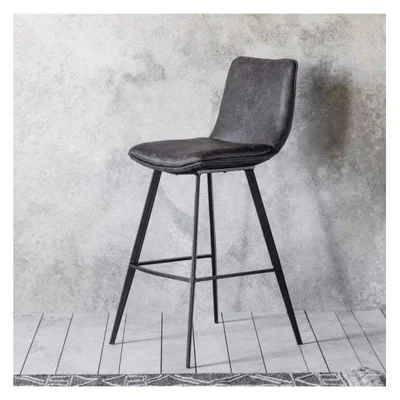Olivia's Gallery Direct 2x Palmer Grey Leather Bar Stool | Outlet