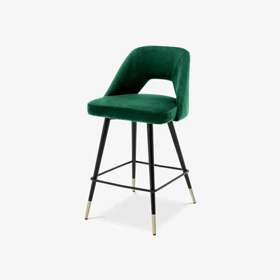 Olivia's Eichholtz Avorio Counter Stool in Roche Green Velvet