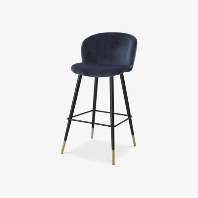 Olivia's Eichholtz Volante Bar Stool in Savona Midnight Blue Velvet