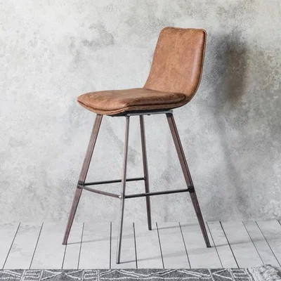 Olivia's Gallery Direct 2x Palmer Brown Leather Bar Stool