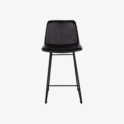 Olivia's Libra Interiors Pair of Robinson Leather Bar Stools in Charcoal