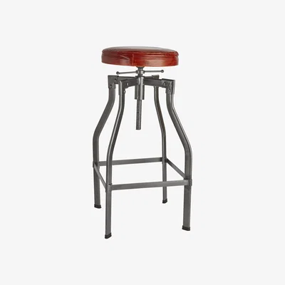 Olivia's Industville Turner Leather & Metal Adjustable Bar Stool - 35 Inch