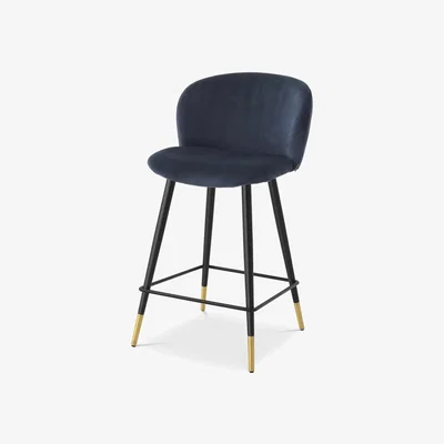 Olivia's Eichholtz Cliff Counter Stool in Volante Savona Midnight Blue Velvet