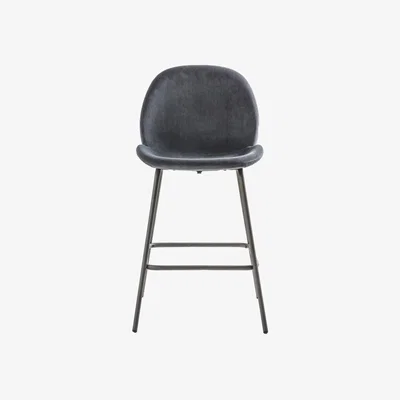 Olivia's Gallery Direct Flanagan Velvet Set of 2 Bar Stools in Dark Grey