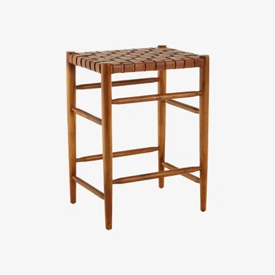 Olivia's Olivia's Kaylee Woven Bar Stool Leather Brown | Outlet
