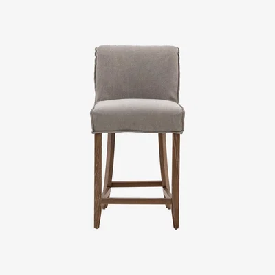 Olivia's Gallery Interiors Set of 2 Barnaby Bar Stool in Grey Linen