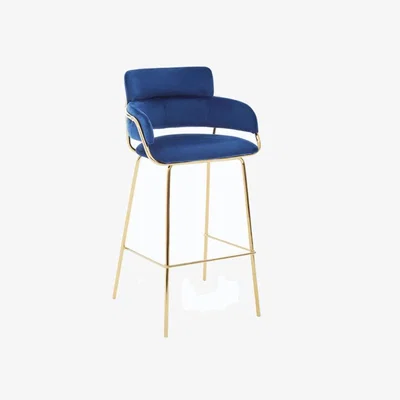 Olivia's Olivia's Tara Bar Chair in Blue Velvet with Gold Finishes | Outlet