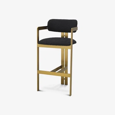 Olivia's Eichholtz Donato Bar Stool in Brushed Brass & Bouclé Black